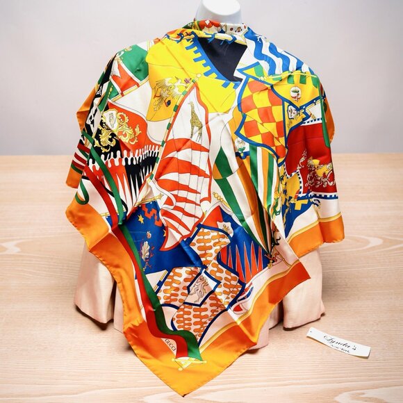 Gucci Accessories - New - Gucci Silk Scarf 34" Vibrant Colorful Flag orange red white green (48)